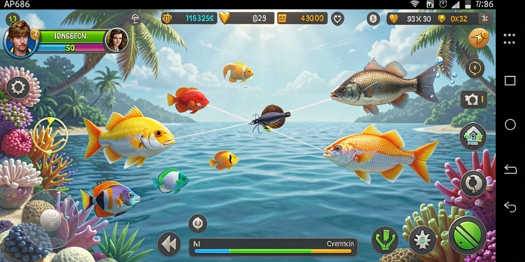 Tampak gameplay menembak ikan yang seru dan penuh aksi.
