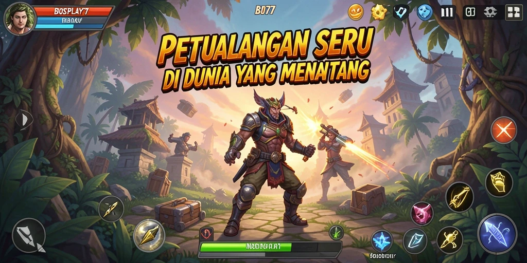 Tampilan utama gameplay <strong>BOSPLAY77</strong> yang menampilkan petualangan seru