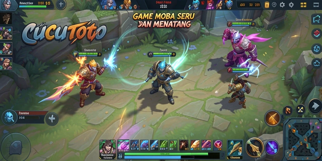 Tampilan gameplay seru di CUCUTOTO dengan aksi pertempuran tim.