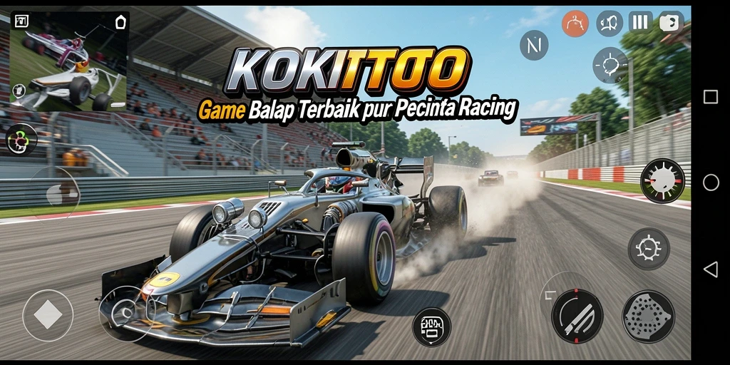 Tampilan gameplay KOKITOTO yang mendebarkan dengan aksi balap cepat.