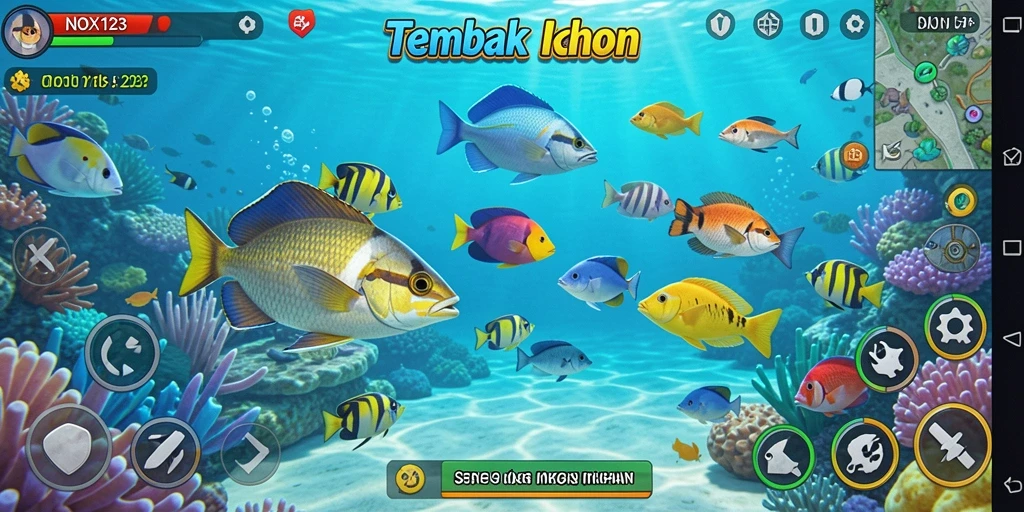 Gameplay mendebarkan dari NOX123 yang menunjukkan aksi Tembak Ikan.